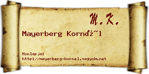 Mayerberg Kornél névjegykártya